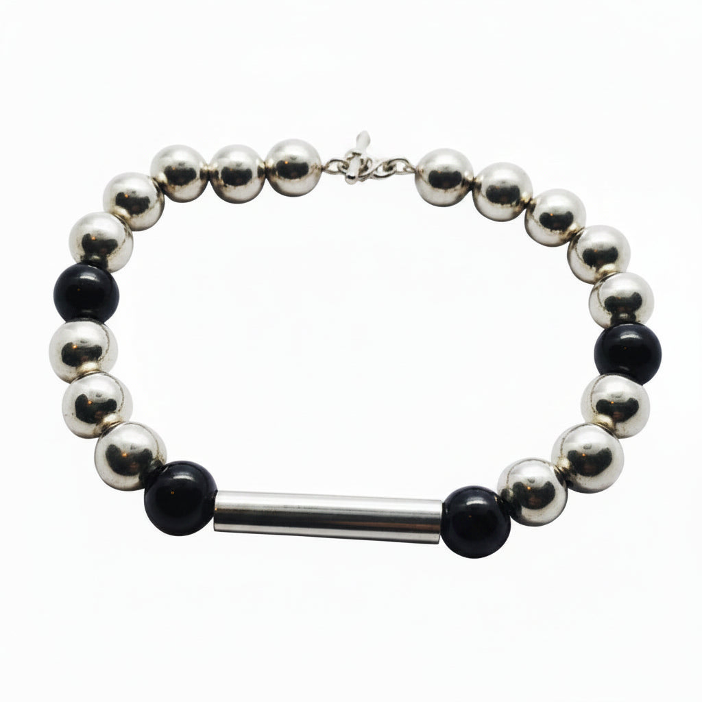 Pulsera Bolas de Plata Bicolor