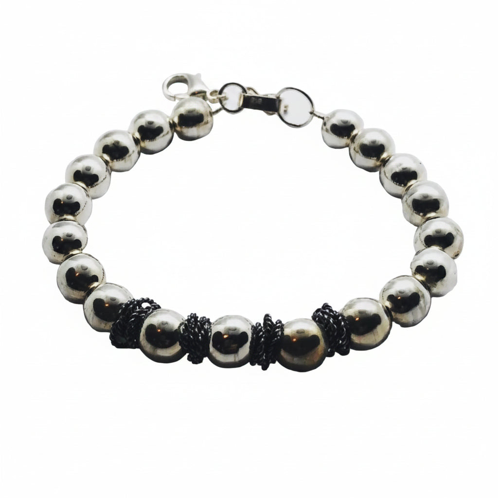 Pulsera Bolas de Plata Bicolor