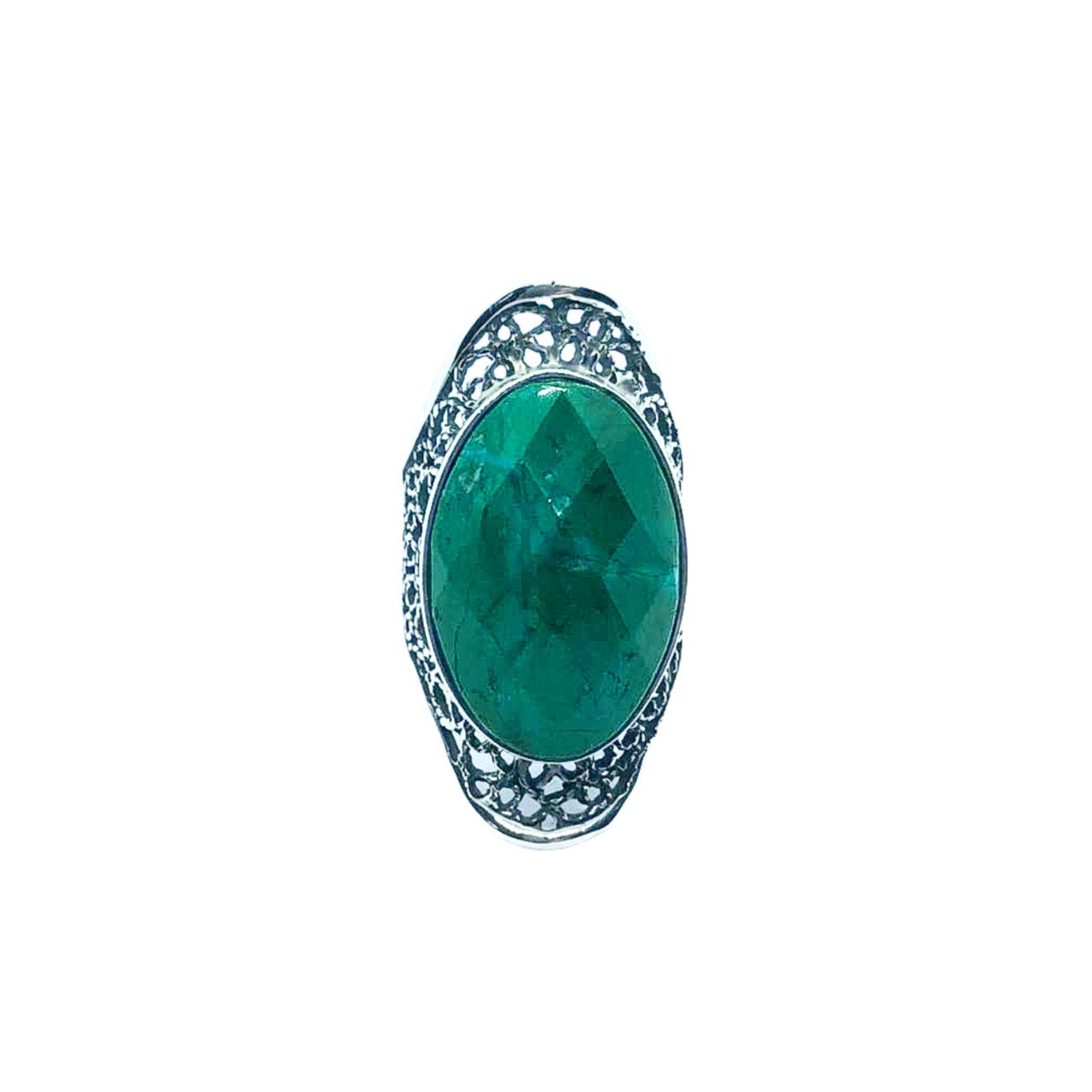 Anillo de Plata 950 con Crisocola Facetada | Joyería Artesanal