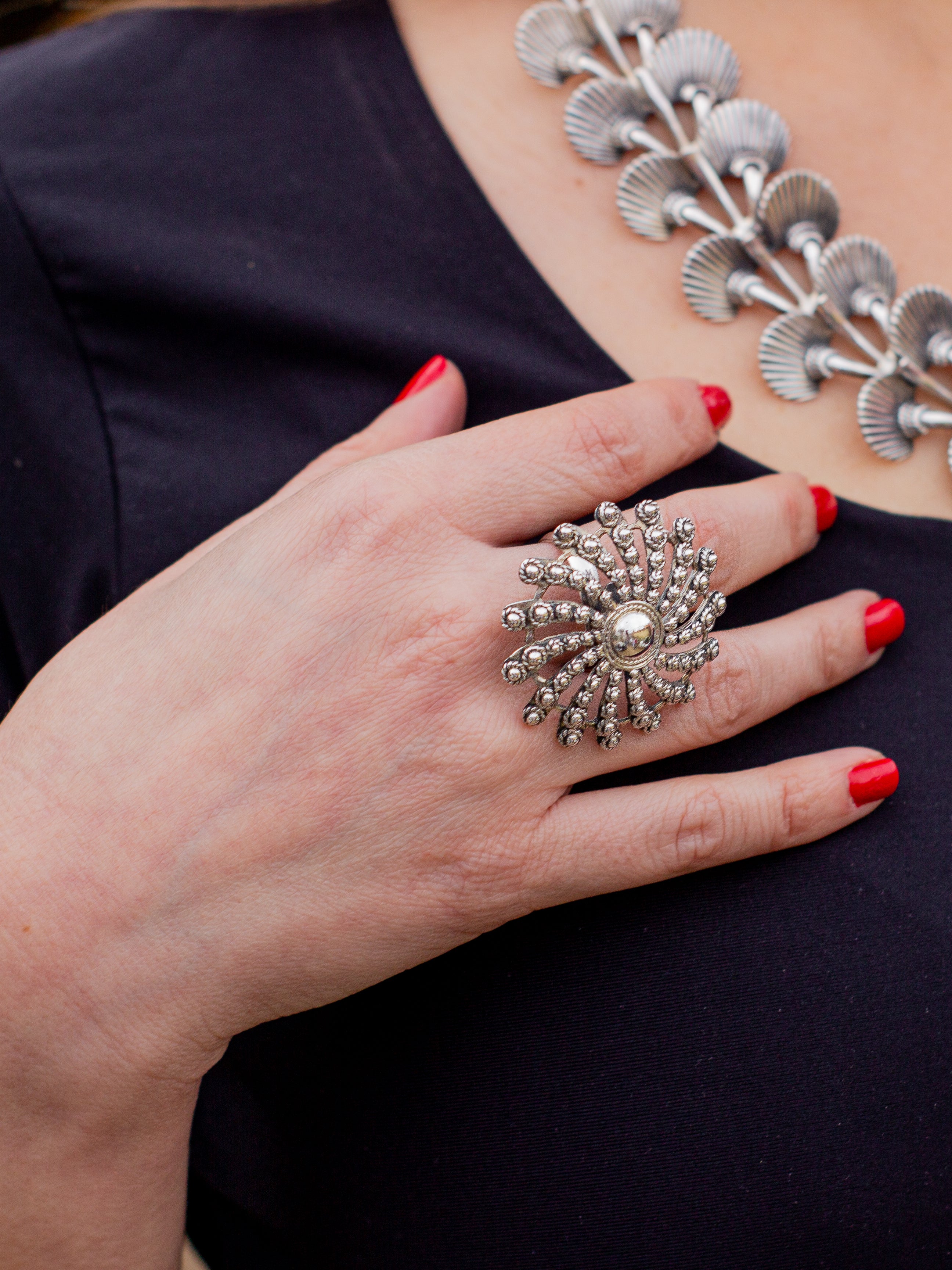 Anillo Sol Radiante de Plata 950 | Joyería Artesanal