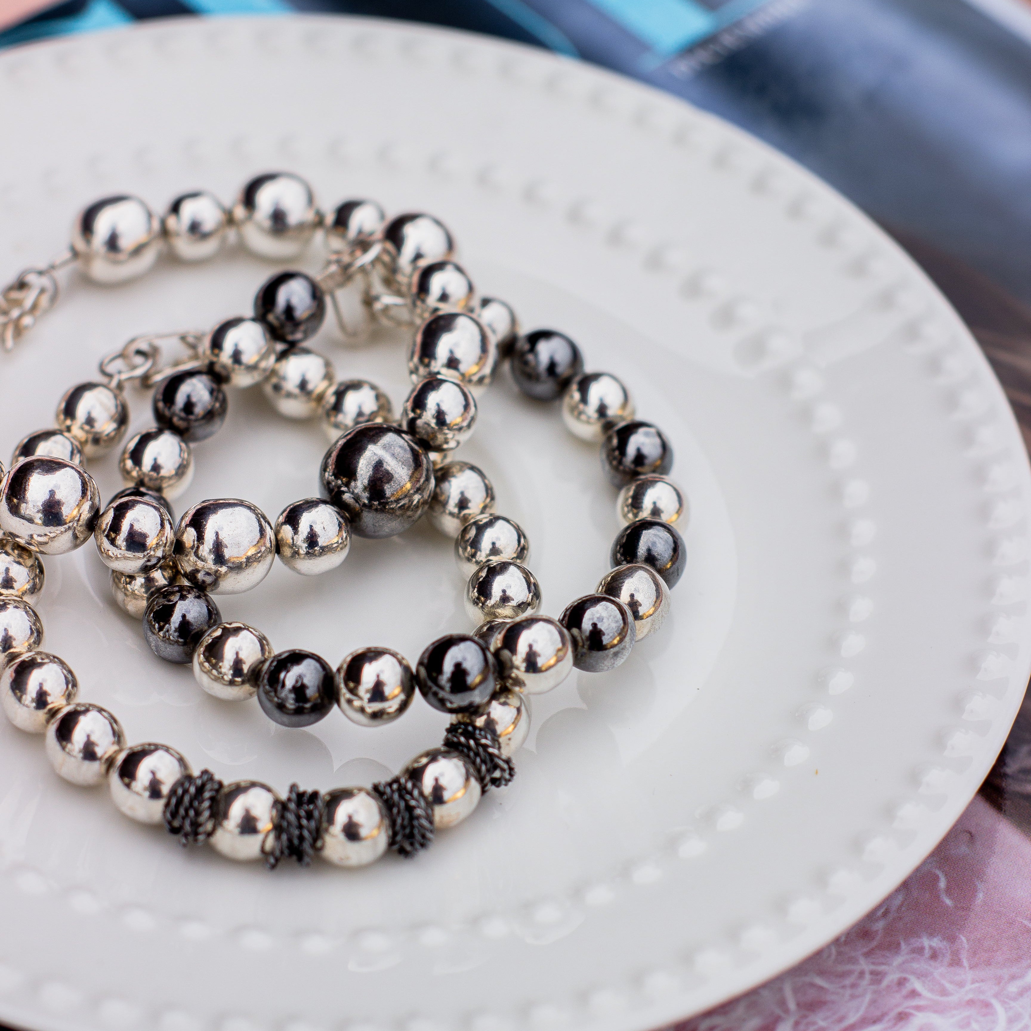 Pulsera Bolas de Plata Bicolor