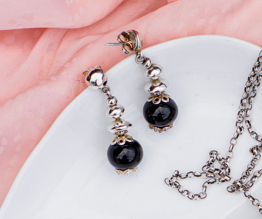 Aros Obsidiana — Plata 950