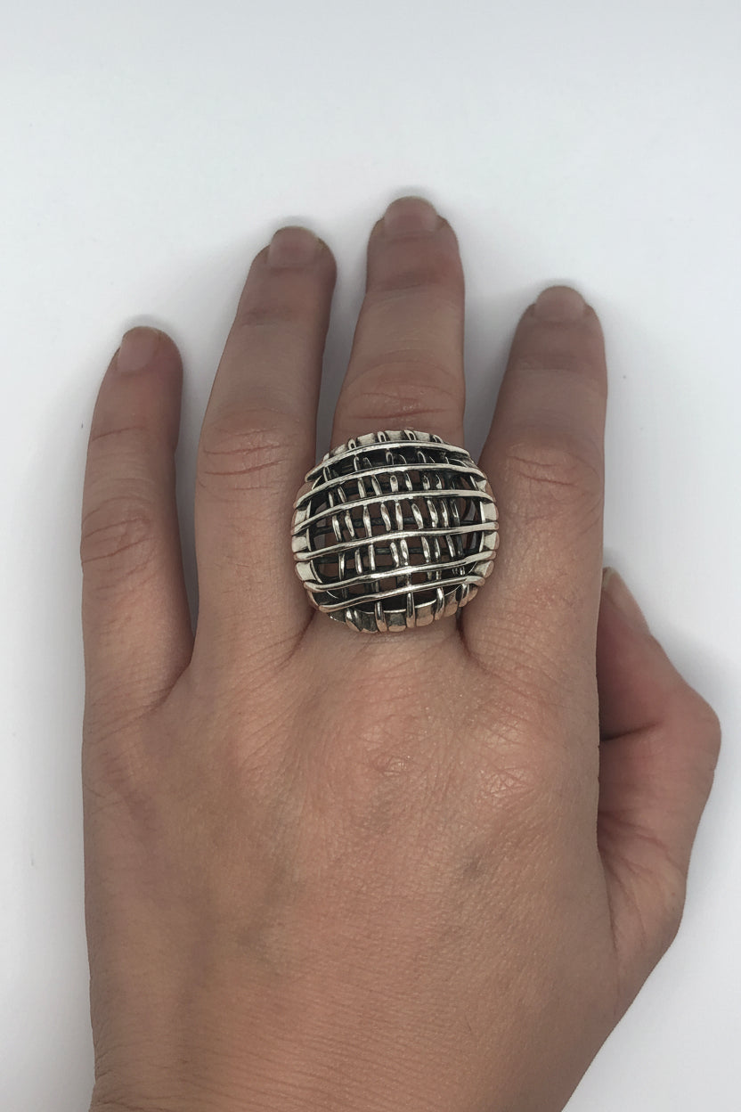 Anillo Redondo Grande Plata 950