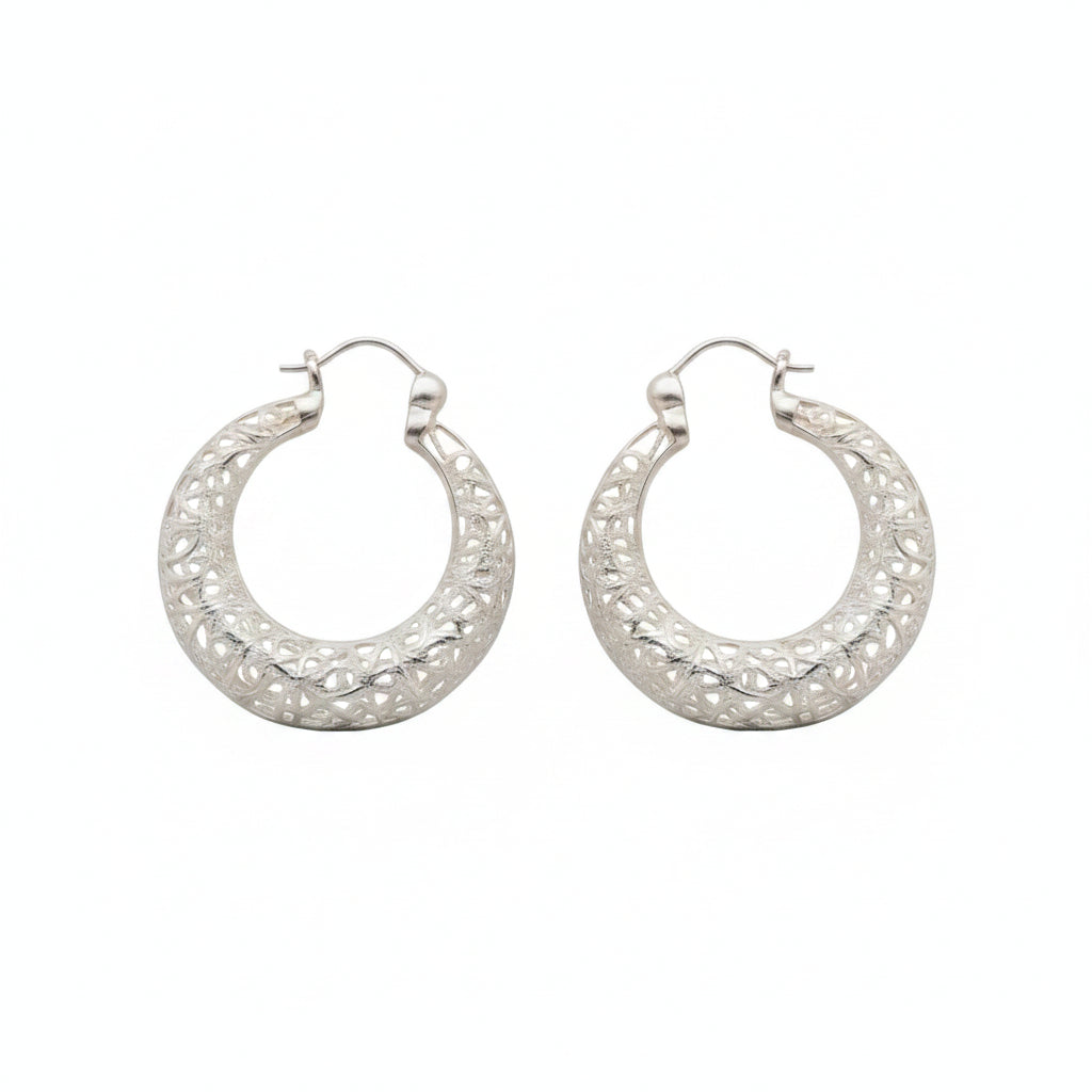 Argollas de Filigrana — Plata blanca 950