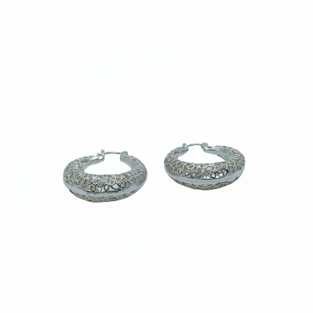Argollas de Filigrana — Plata blanca 950