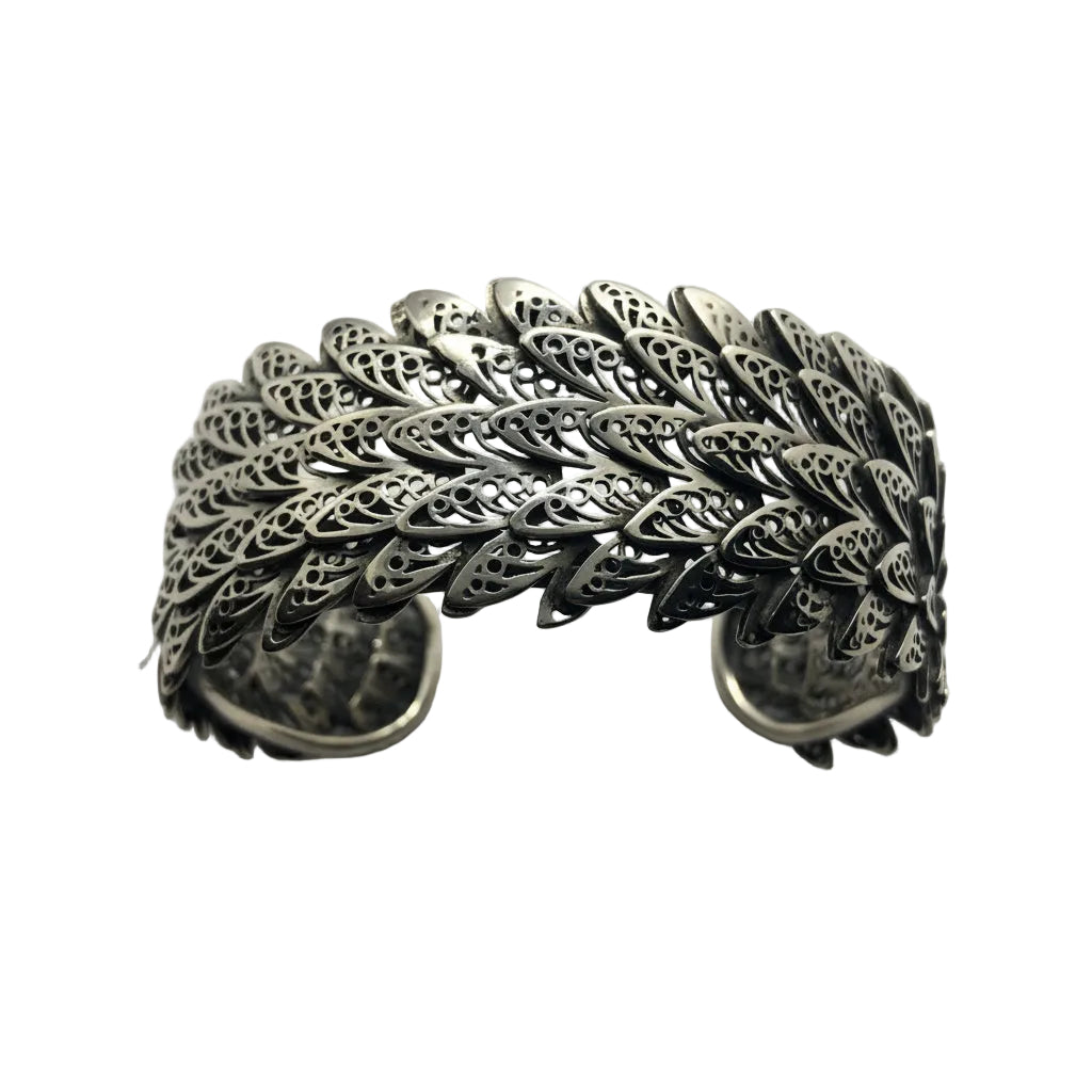 Pulsera Plumas Filigrana Plata 950 — Pieza Única