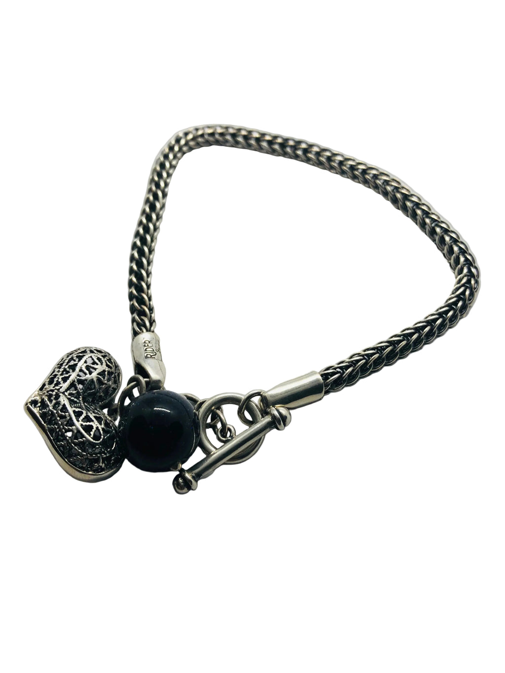 Pulsera Cadena Trenzada Plata 950 con Dije y Piedra Natural
