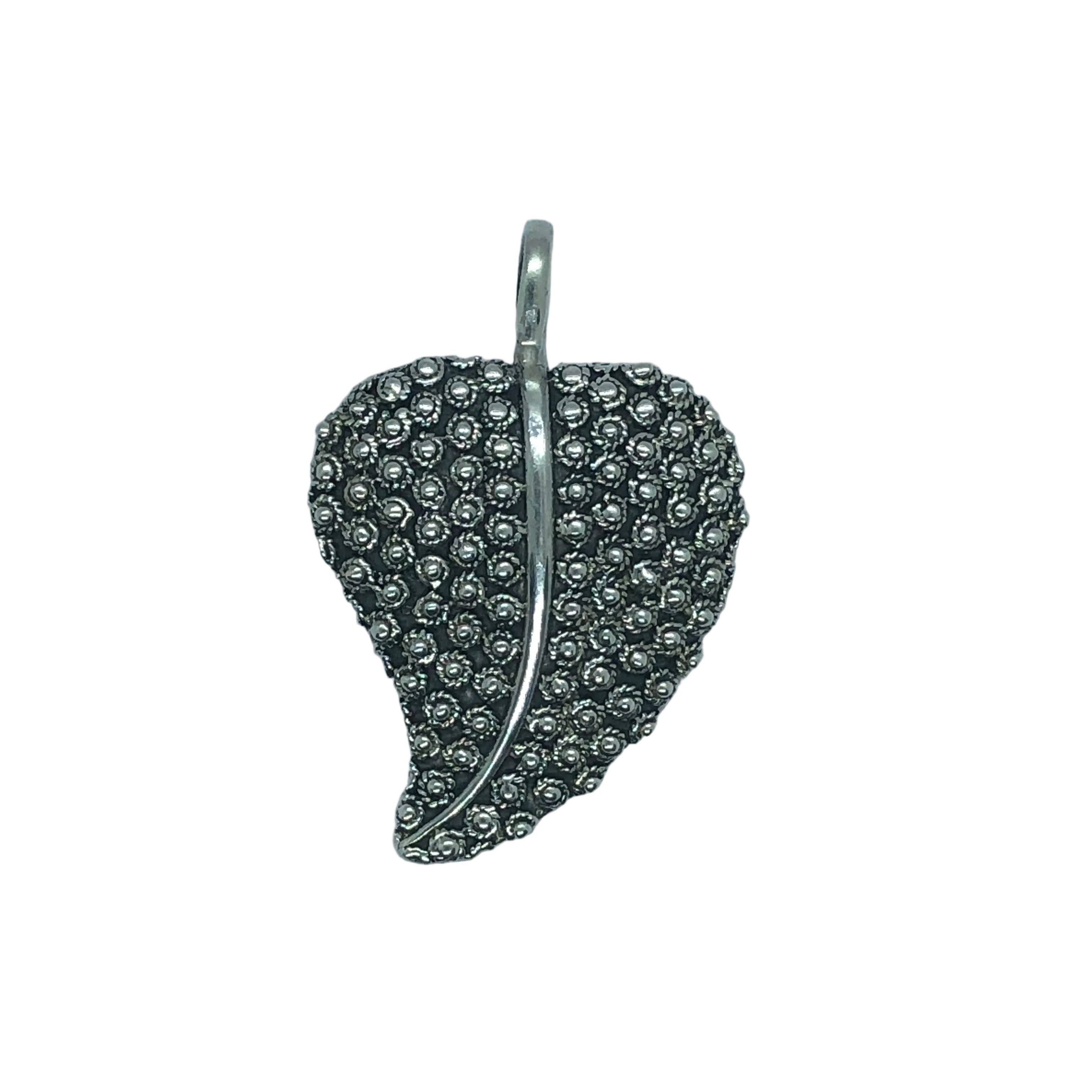 Colgante Hoja de Plata 950 | Plata Oscura y Plata Blanca