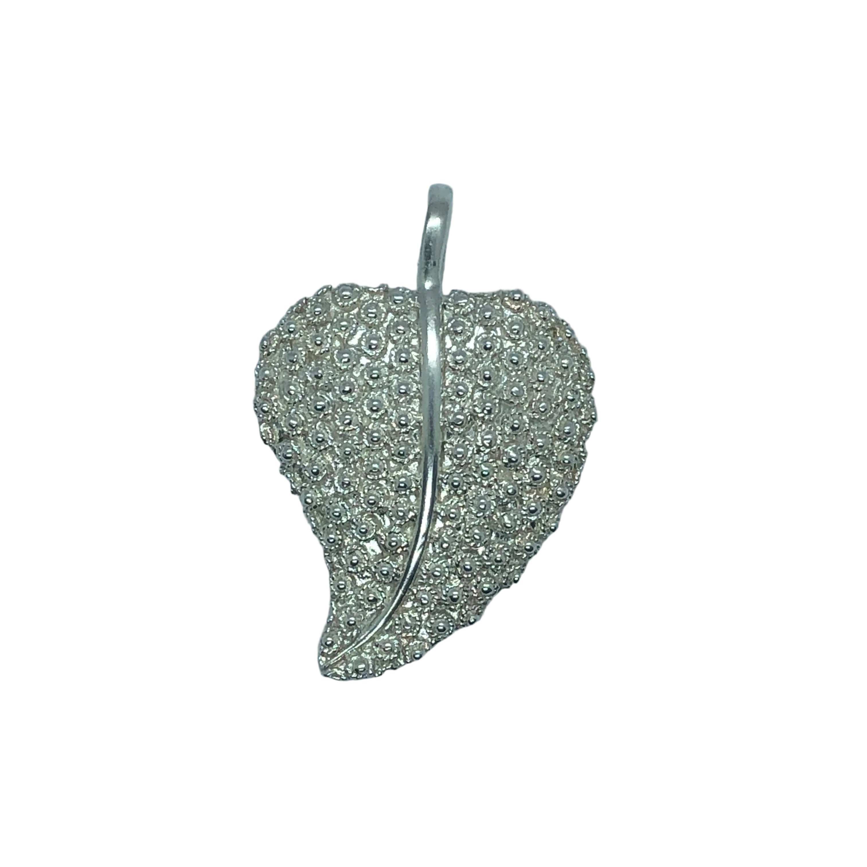 Colgante Hoja de Plata 950 | Plata Oscura y Plata Blanca