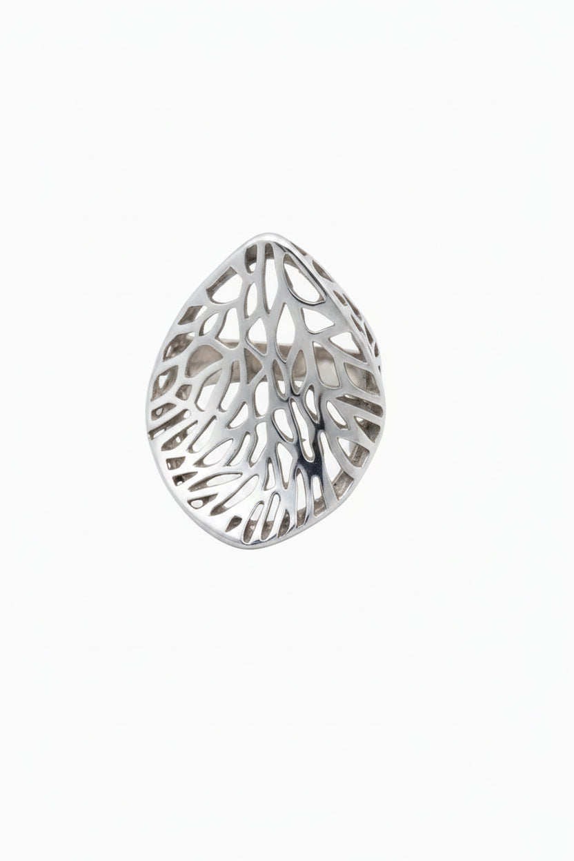 Anillo Calado Hoja de Plata 950 | Joyería Artesanal