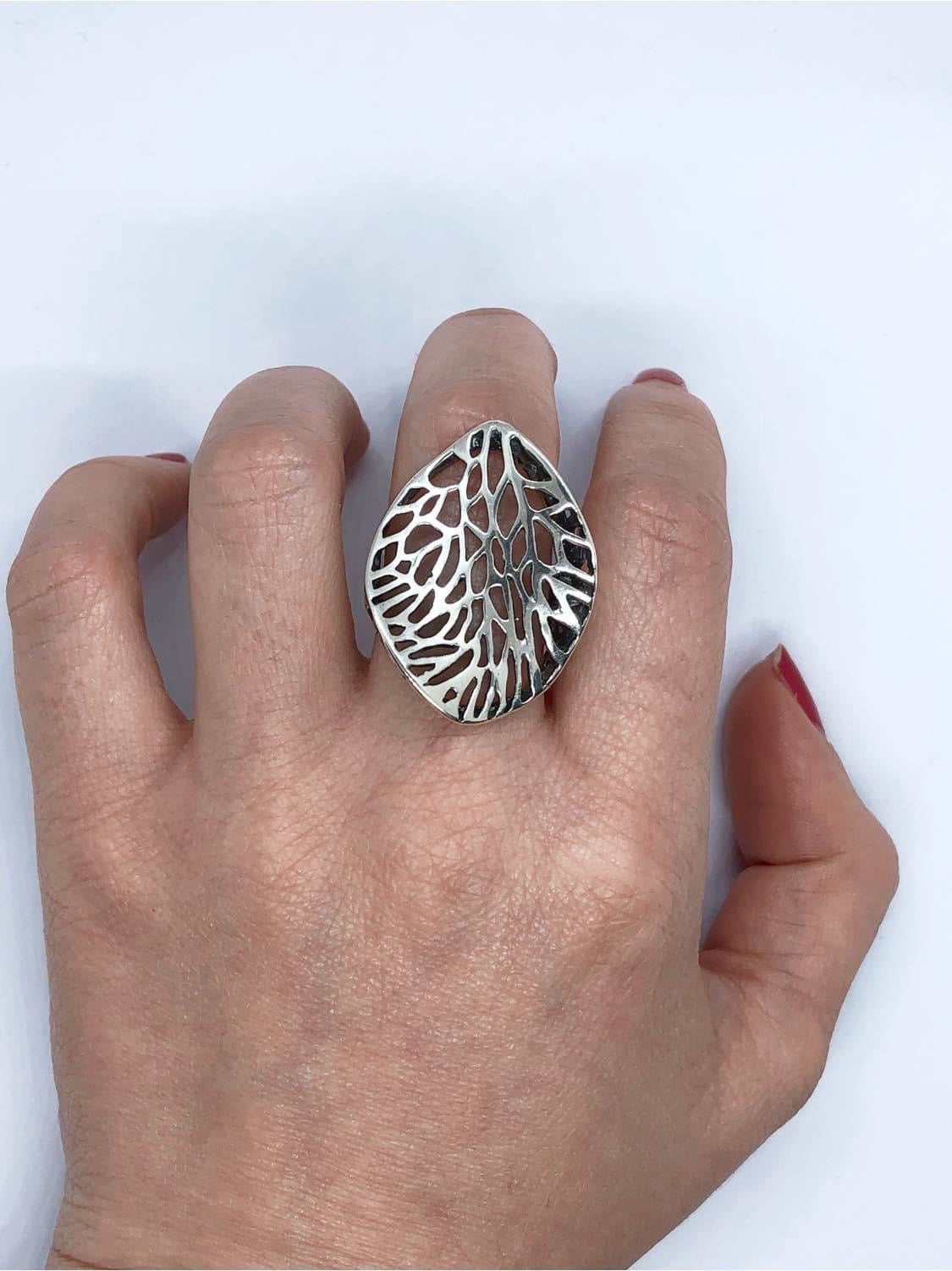 Anillo Calado Hoja de Plata 950 | Joyería Artesanal