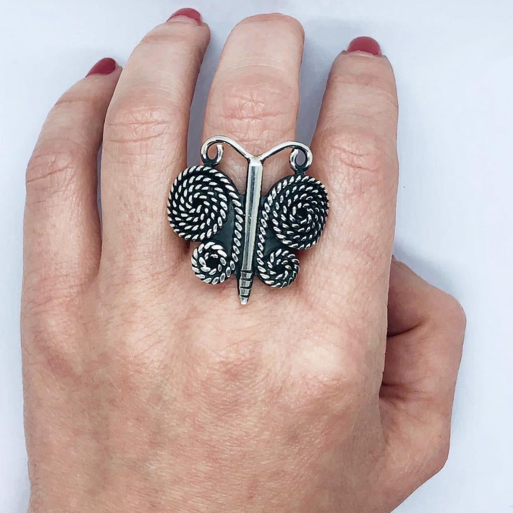 Anillo Mariposa Tejida de Plata 950 | Joyería Artesanal