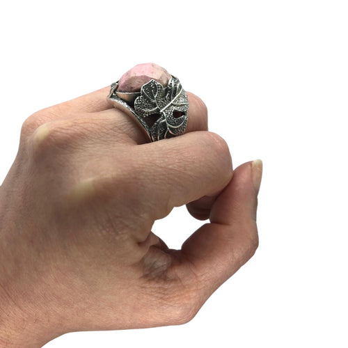Anillo de Plata 950 con Rodonita Facetada | Joyería Artesanal