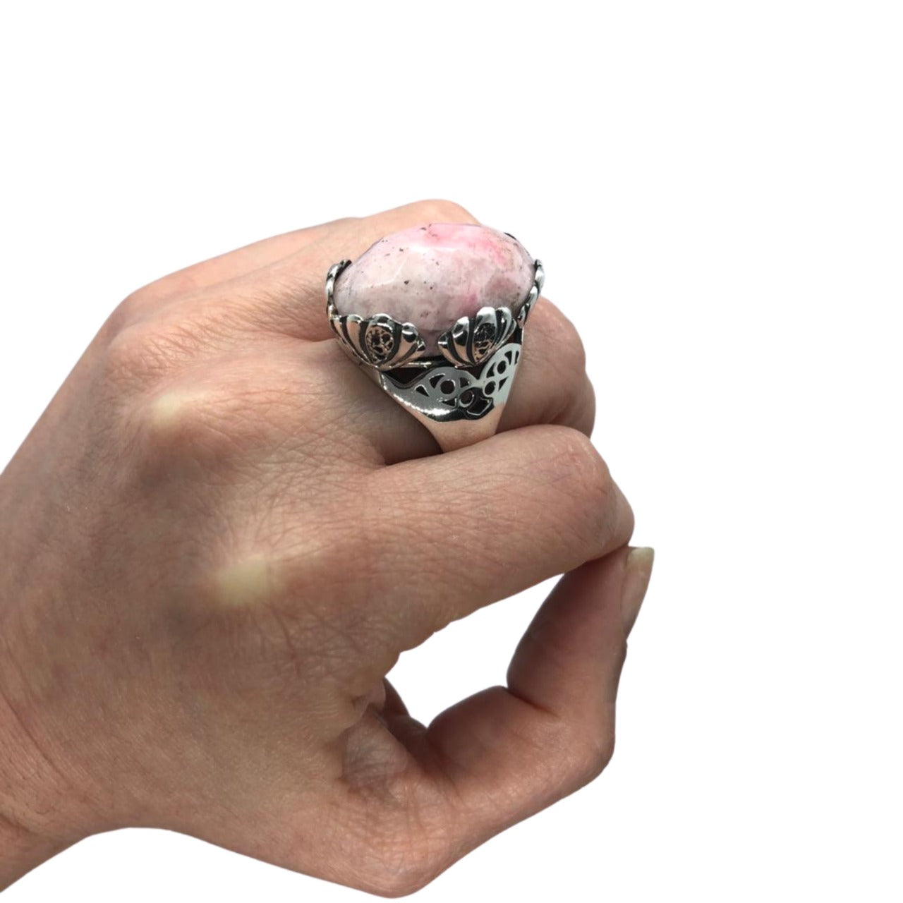 Anillo de Plata 950 con Rodonita Facetada | Joyería Artesanal