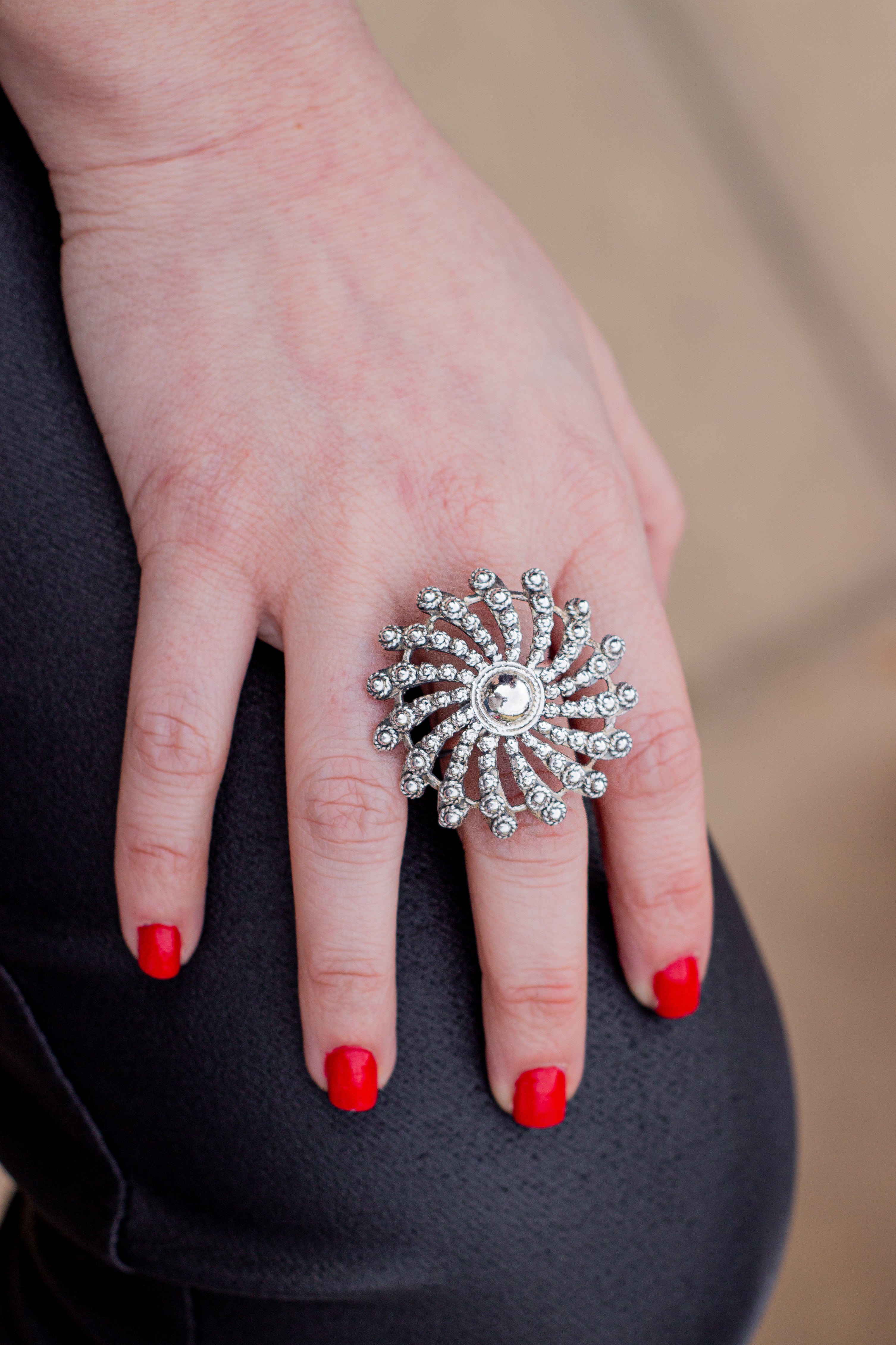Anillo Sol Radiante de Plata 950 | Joyería Artesanal